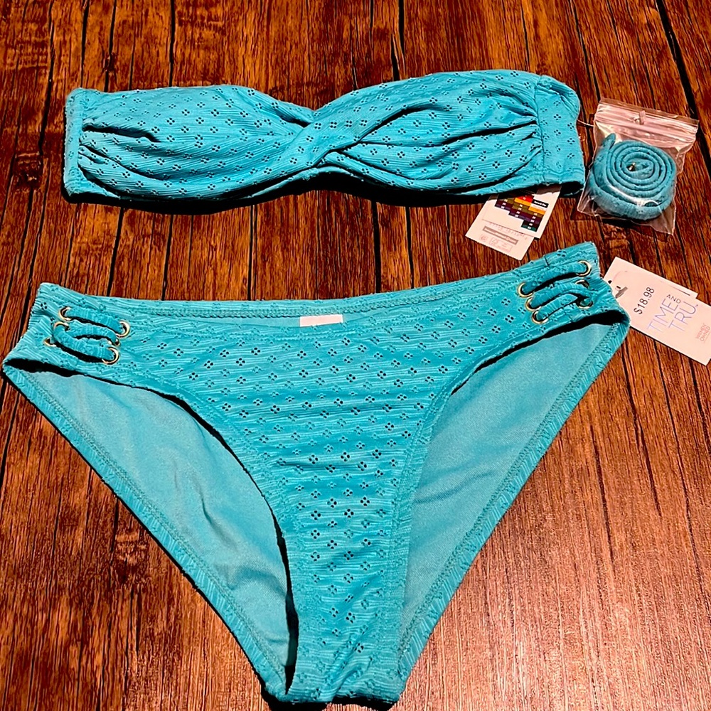 Time and Tru Women’s and Women's Plus Low Rise Eyelet Swim Bottom